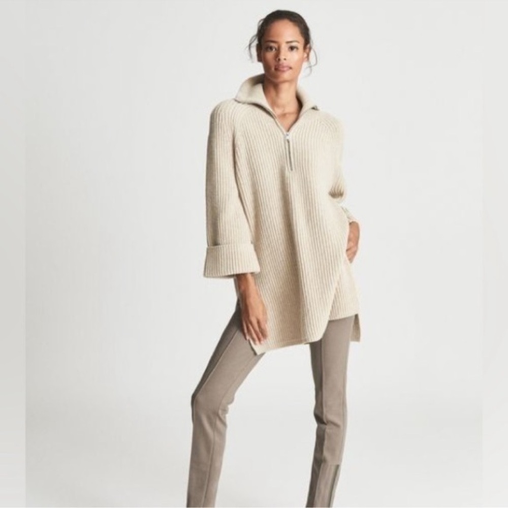 REISS Jean Zip Neck Tunic Sweater